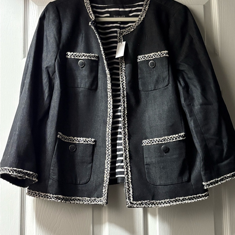 Talbots Black Tweed-Trim Jacket